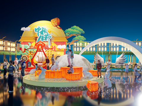 网红打卡国潮古风非遗文化中秋节su模型