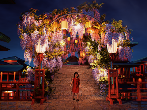 网红打卡国潮古风非遗文化中秋节su模型