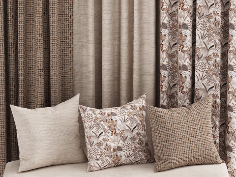  米色系布艺材料套装3d模型 