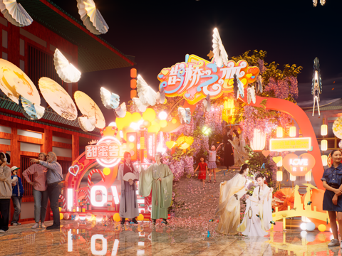 网红打卡国潮古风非遗文化中秋节su模型