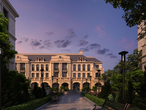  欧式古典欧式别墅会所 洋房外观3d模型 