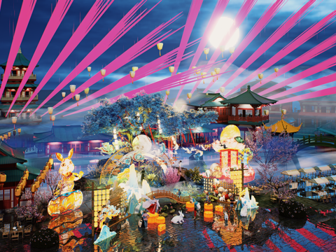 网红打卡国潮古风非遗文化中秋节su模型