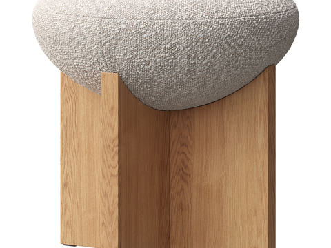  新中式布艺木凳圆凳3d模型 