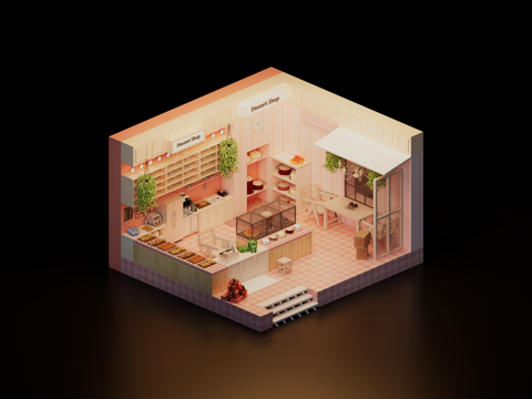 卡通风面包店su模型