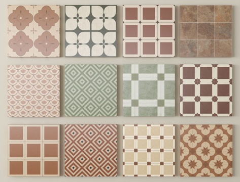 中古复古砖花砖 地砖 仿古砖su模型