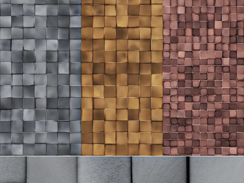  金属壁面马赛克3d模型 
