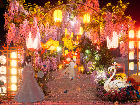 网红打卡国潮古风非遗文化中秋节su模型