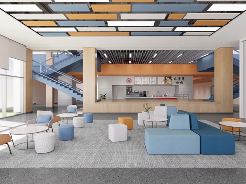 现代办公入口大厅  大堂  接待台su模型