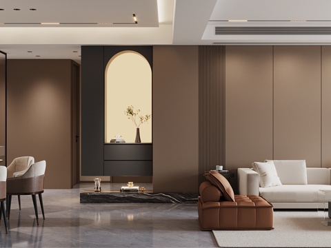  现代轻奢客餐厅3d模型 