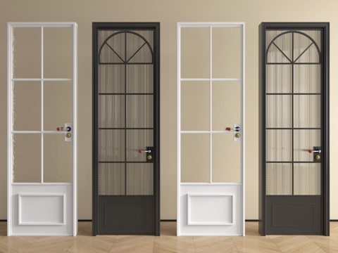 法式单开门 玻璃单开门 长虹玻璃门 厨卫门su模型