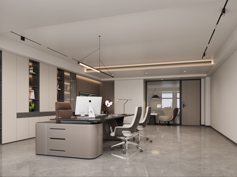  意式办公室 总经理办公室 经理办公室 财务室 现代办公室3d模型 