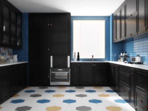  北欧厨房厨房瓷砖厨房用品3d模型 