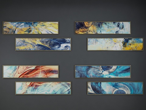  现代客厅卧室装饰艺术挂画组合 抽象画 装饰画 3D模型3d模型 