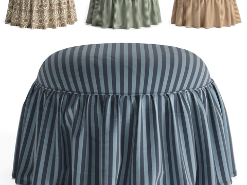  现代北欧 Leary Ottoman 坐垫凳配裙3d模型 