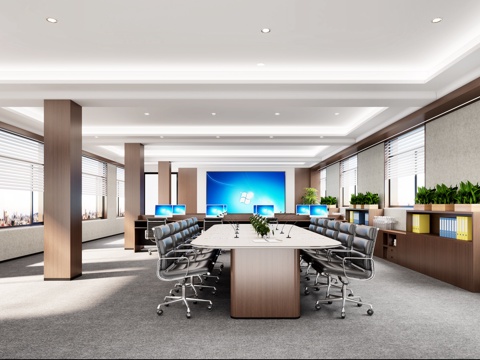  意式会议室 现代会议室 报告厅 会议室 意式会议桌3d模型 