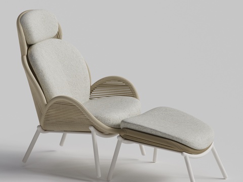 现代亚蒂 户外庭院休闲椅 单人椅 脚踏su模型