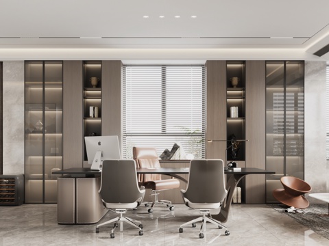  意式董事长办公室 意式总经理办公室  意式茶桌 意式办公桌3d模型 