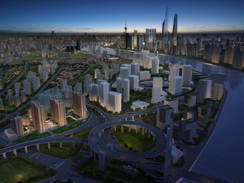  欧式古典欧式高层住宅鸟瞰小区3d模型 