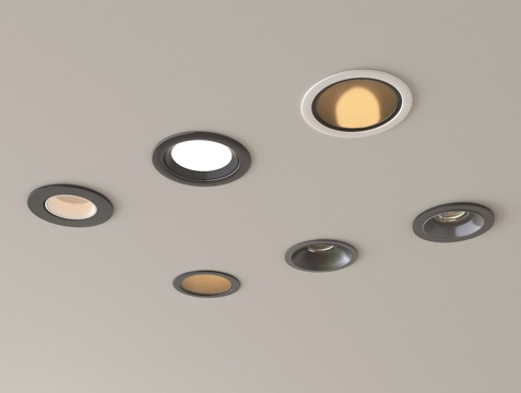 现代筒灯射灯 嵌入式筒灯射灯 牛角灯su模型