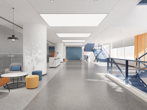 公司过道  楼道  走廊su模型