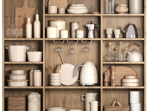  新中式侘寂厨房器具 厨房用品3d模型 