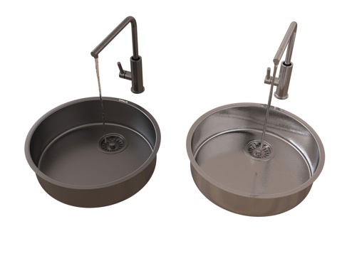 现代水槽 不锈钢水槽 洗菜池 洗菜盆 水龙头su模型