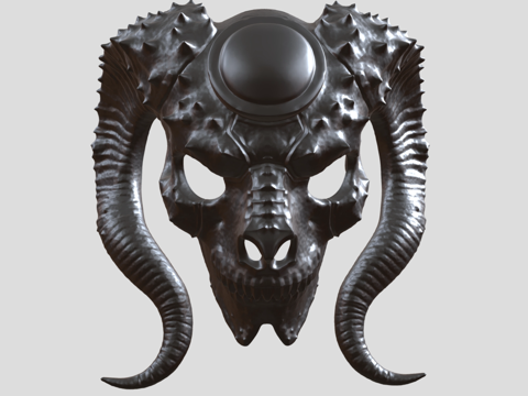 复古恶魔面具 装饰面具 恐怖面具su模型