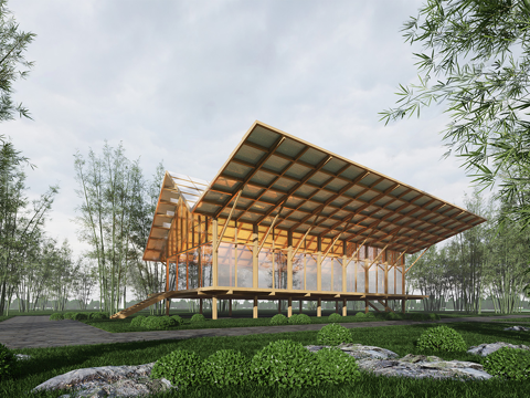 现代木屋 森林民宿 露营民宿 驿站su模型