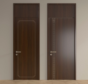 新中式单开门 卧室门 平开门 木门 通顶门su模型