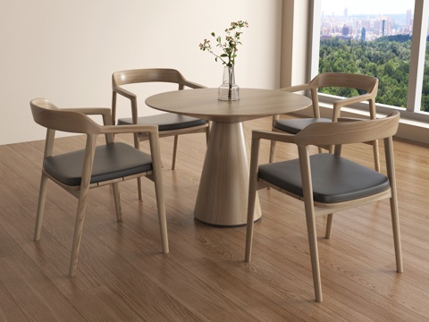 现代餐桌椅 实木餐桌椅 洽谈桌椅 休闲桌椅su模型