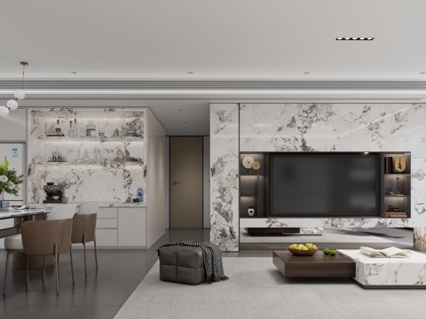 客餐厅  沙发  餐桌椅su模型