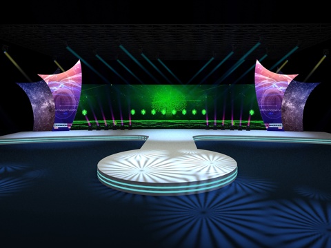  现代舞台设计 舞台舞美 舞台灯光 企业年会舞台 表演舞台3d模型 