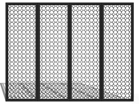 屏风，实木屏风 新中式屏风 隔断屏风su模型