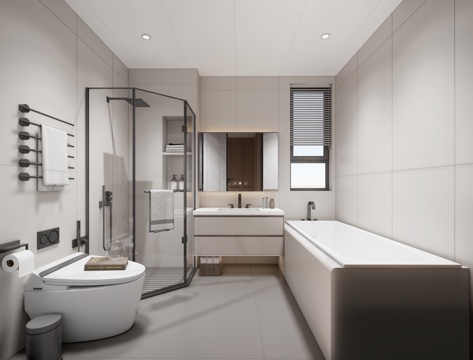 现代卫生间  淋裕  马桶su模型