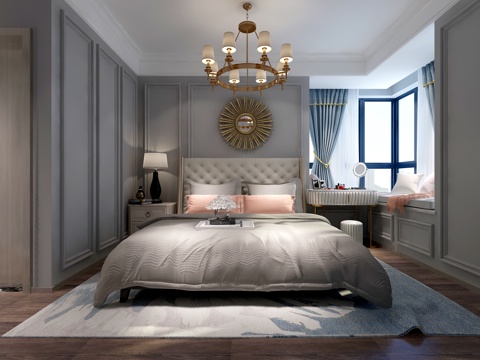  现代轻奢卧室 吊灯装饰3d模型 