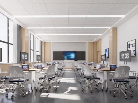 现代教室 智慧教室 教室 多功能教室su模型