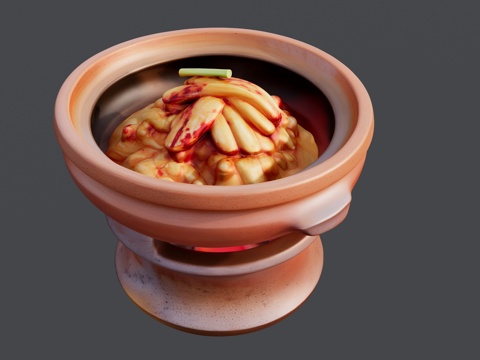 棕色砂锅酥肉su模型