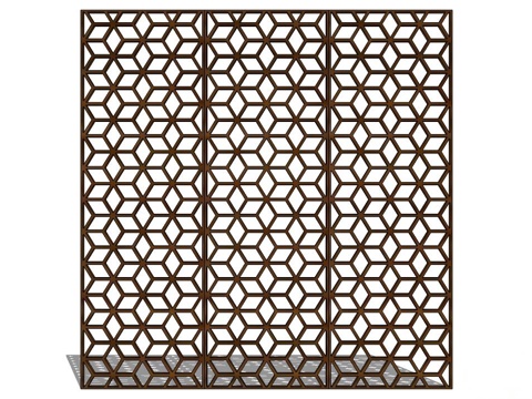 屏风，实木屏风 新中式屏风 隔断屏风su模型