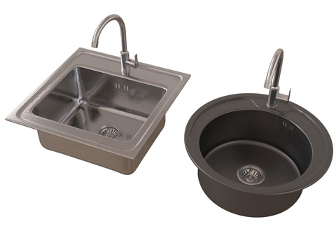 现代水槽 不锈钢水槽 洗菜池 洗菜盆 水龙头su模型