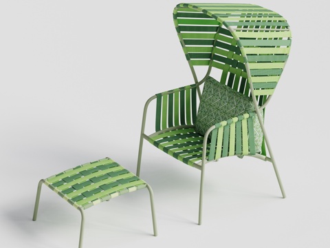 现代亚蒂户外 庭院花园休闲椅 脚踏su模型