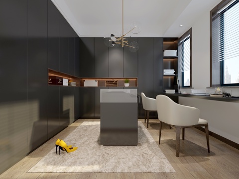  现代衣帽间 吊灯3d模型 