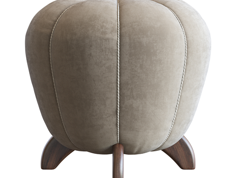  新中式天鹅绒布艺圆凳3d模型 