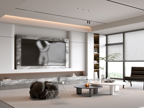  意式客厅 现代客厅 电视背景墙 电视柜 客厅背景 沙发茶几组3d模型 