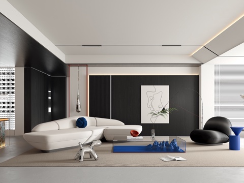  现代客厅3d模型 