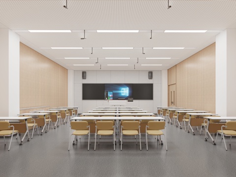 现代教室 普通教室 录播室 教室 教室桌椅su模型