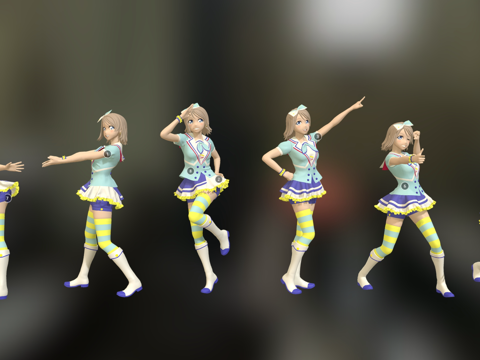 现代动漫人物 可爱女孩 多人姿势 动漫少女su模型