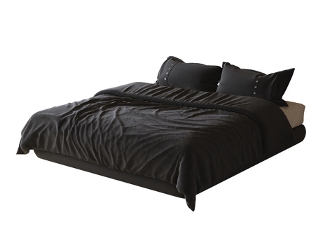  现代双人床3d模型 