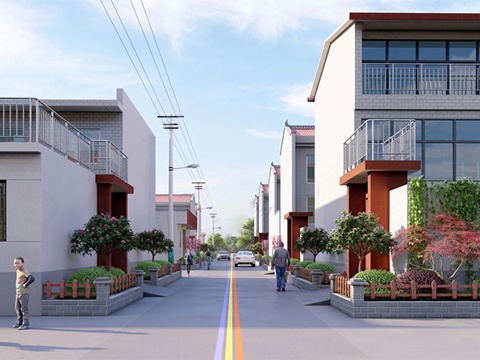 乡村自建房 乡村街道su模型