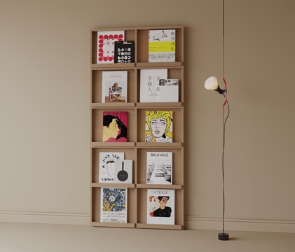 现代书架 书籍摆件 杂志架su模型