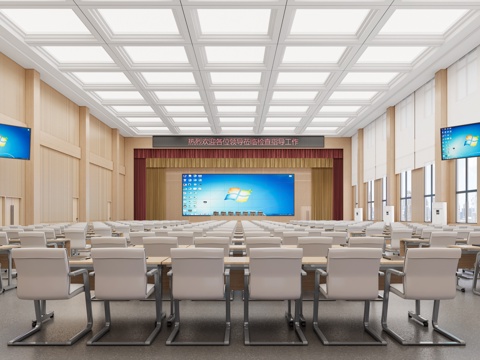 现代其他学校空间_报告厅_阶梯教室_教室桌椅su模型